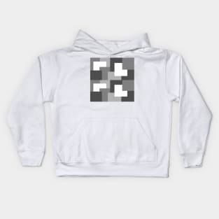 Grey abstract squares tiles pattern Kids Hoodie